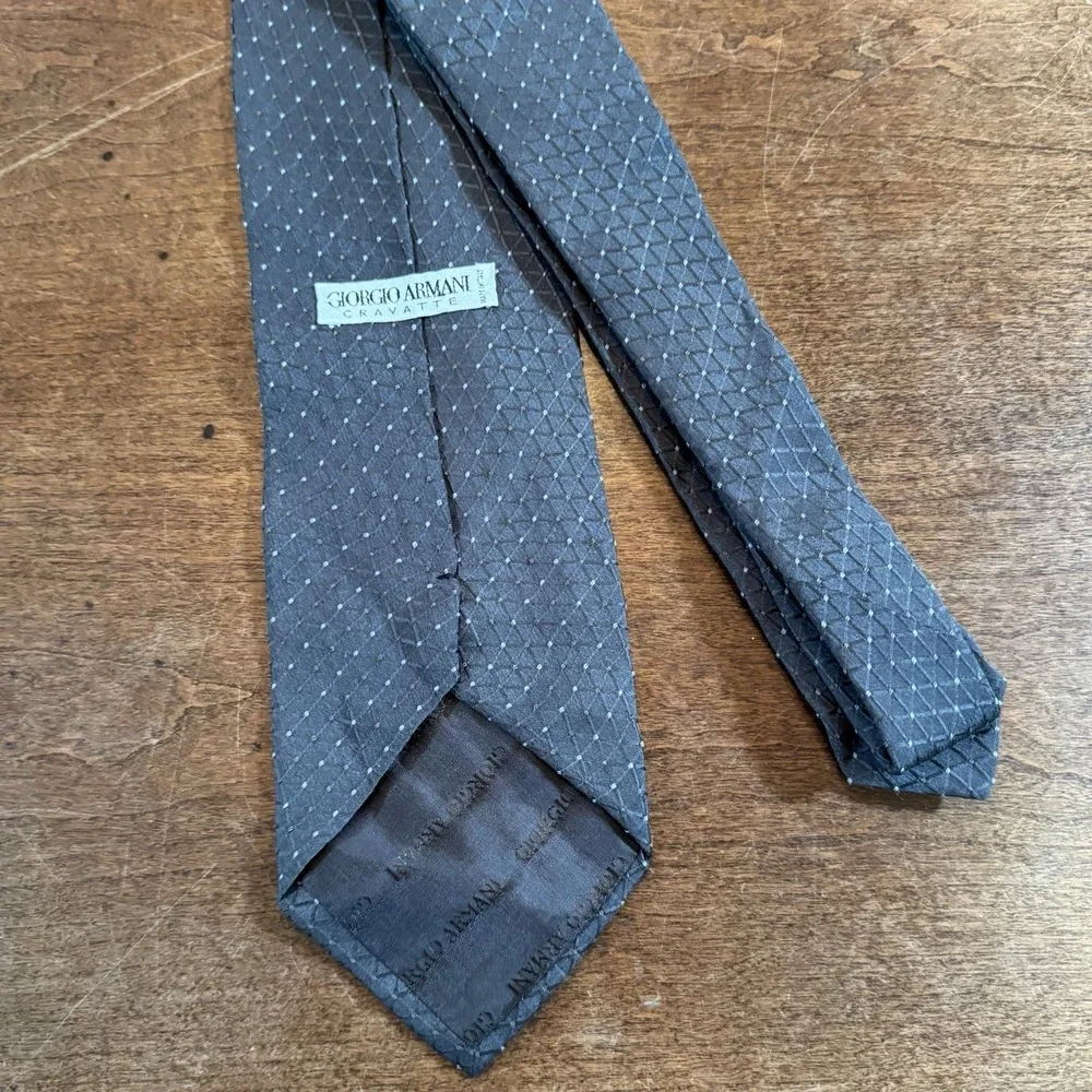 Giorgio Armani Cravatte Men Silk Dress Neck Tie Blue Checked‎ Italy 3 7/8